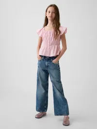 Kids Flutter-Sleeve Button-Front Top - Rose mist — view 4