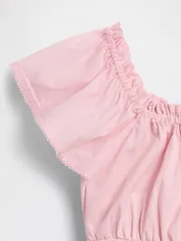 Kids Flutter-Sleeve Button-Front Top - Rose mist — view 5