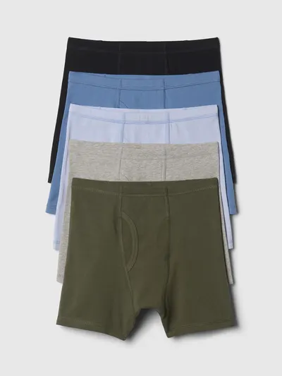 Kids Organic Stretch Cotton Solid Boxer Briefs (5-Pack) - Multi