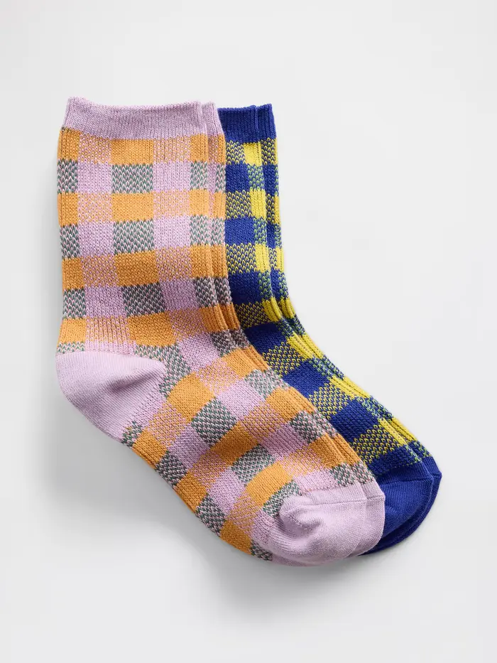 Kids Plaid Crew Socks (2-Pack) - Multi