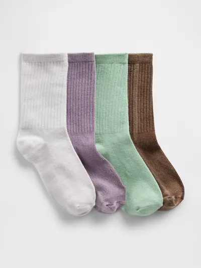 Kids Rib Crew Socks (4-Pack) - Multi