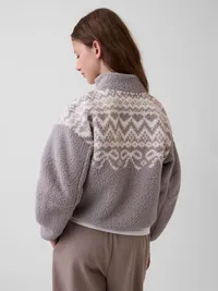 Kids Sherpa Quarter-Zip Pullover - Medium cool brown — view 3