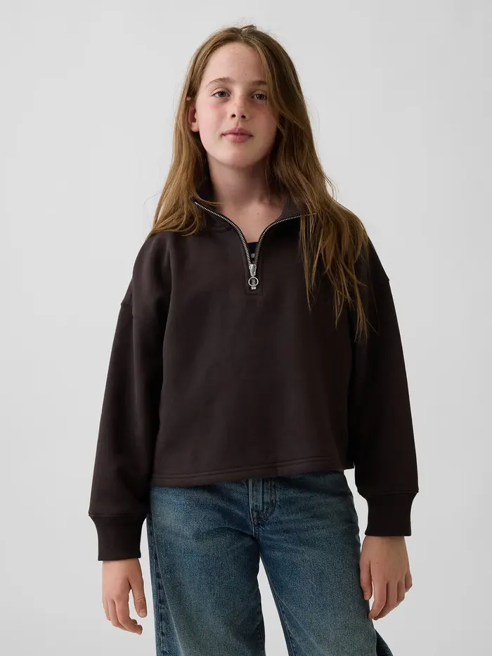 Kids VintageSoft Oversized Quarter-Zip Pullover - Terra brown