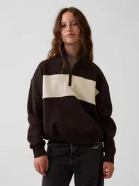 Kids VintageSoft Quarter-Zip Pullover - Terra brown — view 2