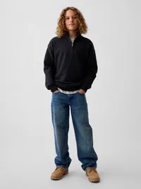Kids VintageSoft Relaxed Quarter-Zip Pullover - Moonless night — view 4