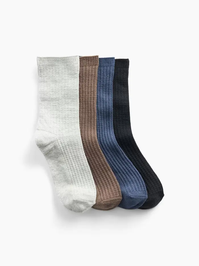Kids Waffle Crew Socks (4-Pack) - Multi