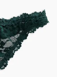 Lace Thong - Deep hunter green — view 3