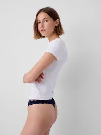 Lace Thong - Navy blue — view 2
