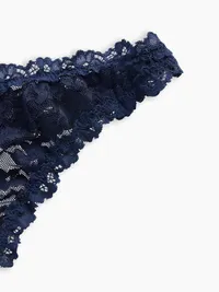 Lace Thong - Navy blue — view 3