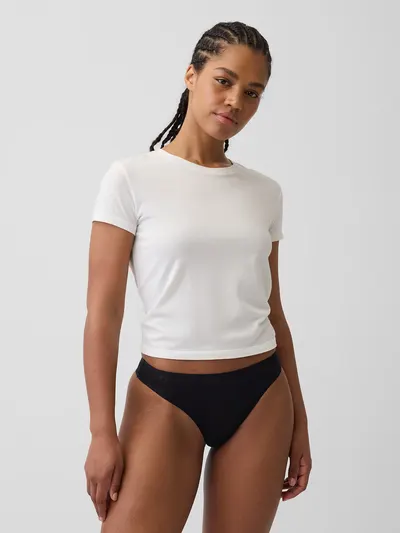 Lace Thong - True black