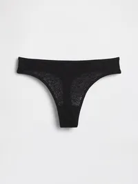 Lace Thong - True black — view 5