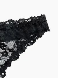 Lace Thong - True black — view 3