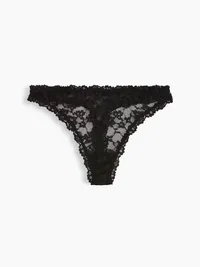 Lace Thong - True black — view 5