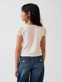 Lace-Trim Button-Front Top - New off white — view 3