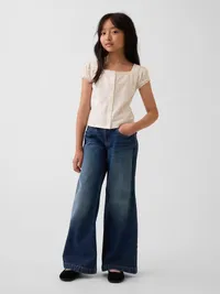 Lace-Trim Button-Front Top - New off white — view 4