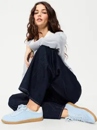 Lace-Up Sneakers - Light Blue — view 2