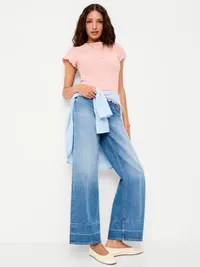 Lettuce-Edge Pointelle Top - Abalone Pink — view 3