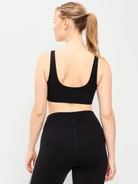 Light Support StudioSmooth Square-Neck Sports Bra - Black Jack — view 5