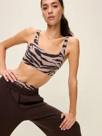 Light Support StudioSmooth Square-Neck Sports Bra - Black Zebra — view 3