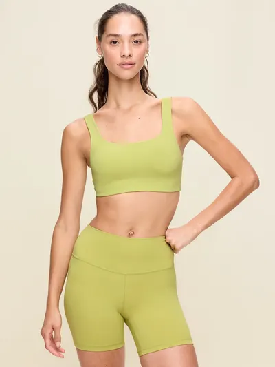 Light Support StudioSmooth Square-Neck Sports Bra - Marshy Grass