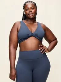Light Support StudioSmooth Twist-Front Sports Bra - Dusk Navy — view 5