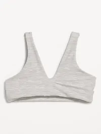 Light Support StudioSmooth Twist-Front Sports Bra - Medium Gray Heather — view 3