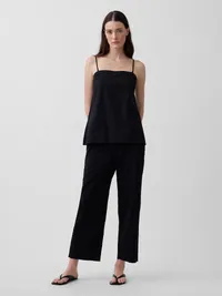 Linen-Blend Cami - Black — view 2