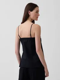 Linen-Blend Cami - Black — view 3