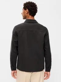 Linen-Blend Chore Jacket - Black — view 2