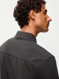 Linen-Blend Chore Jacket - Black — view 4