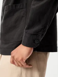 Linen-Blend Chore Jacket - Black — view 5