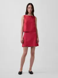 Linen-Blend Crop Shell Tank Top - Washed red — view 5