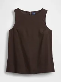 Linen-Blend Shell Tank Top - Terra brown — view 5