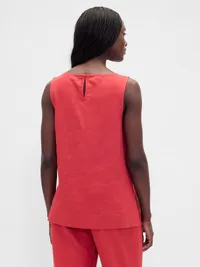 Linen-Blend Shell Tank Top - Washed red — view 3