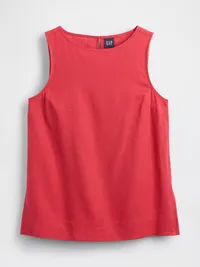 Linen-Blend Shell Tank Top - Washed red — view 5