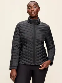 Long-Sleeve Chevron Puffer Jacket - Black Jack — view 5