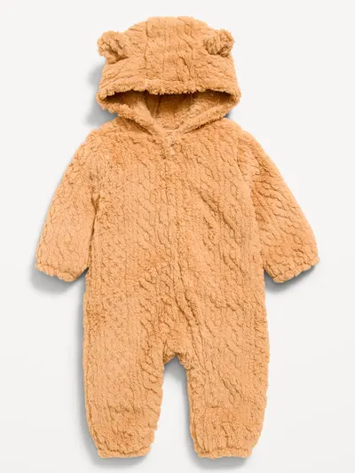 Long-Sleeve Critter Sherpa Hooded One-Piece for Baby - Candy Graham