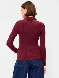 Long-Sleeve Half-Zip Top - Red Lacquer — view 2