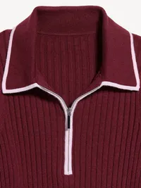Long-Sleeve Half-Zip Top - Red Lacquer — view 5