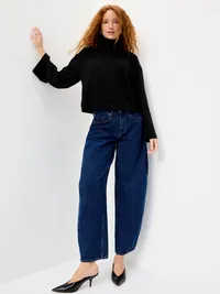 Long-Sleeve Oversized Turtleneck Top - Black Jack — view 3