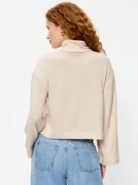 Long-Sleeve Oversized Turtleneck Top - Wish Bone — view 2