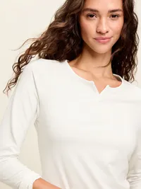 Long-Sleeve Split-Neck Top - White Lilies — view 4
