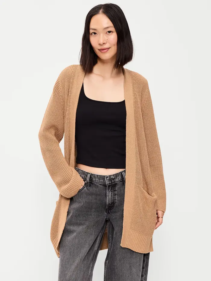 Longline Open-Front Wrap - Heather Camel