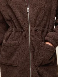 Longline Sherpa Jacket - Black Coffee — view 4