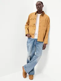 Loose Canvas Workwear Jacket - Honeyed Acorn — view 3