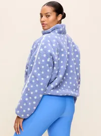 Loose Sherpa Half-Zip Pullover - Blue Mosaic — view 4