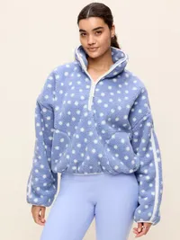 Loose Sherpa Half-Zip Pullover - Blue Mosaic — view 2