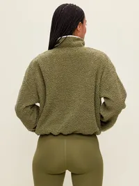 Loose Sherpa Quarter-Zip Pullover - Hearthwood — view 2