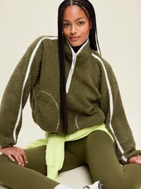 Loose Sherpa Quarter-Zip Pullover - Hearthwood — view 3