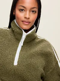 Loose Sherpa Quarter-Zip Pullover - Hearthwood — view 4